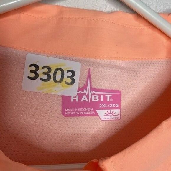 NWT Habit UPF40+ Vented Short Sleeve Button Up Shirt Women Size 2XL Peach Orange - Picture 2 of 12